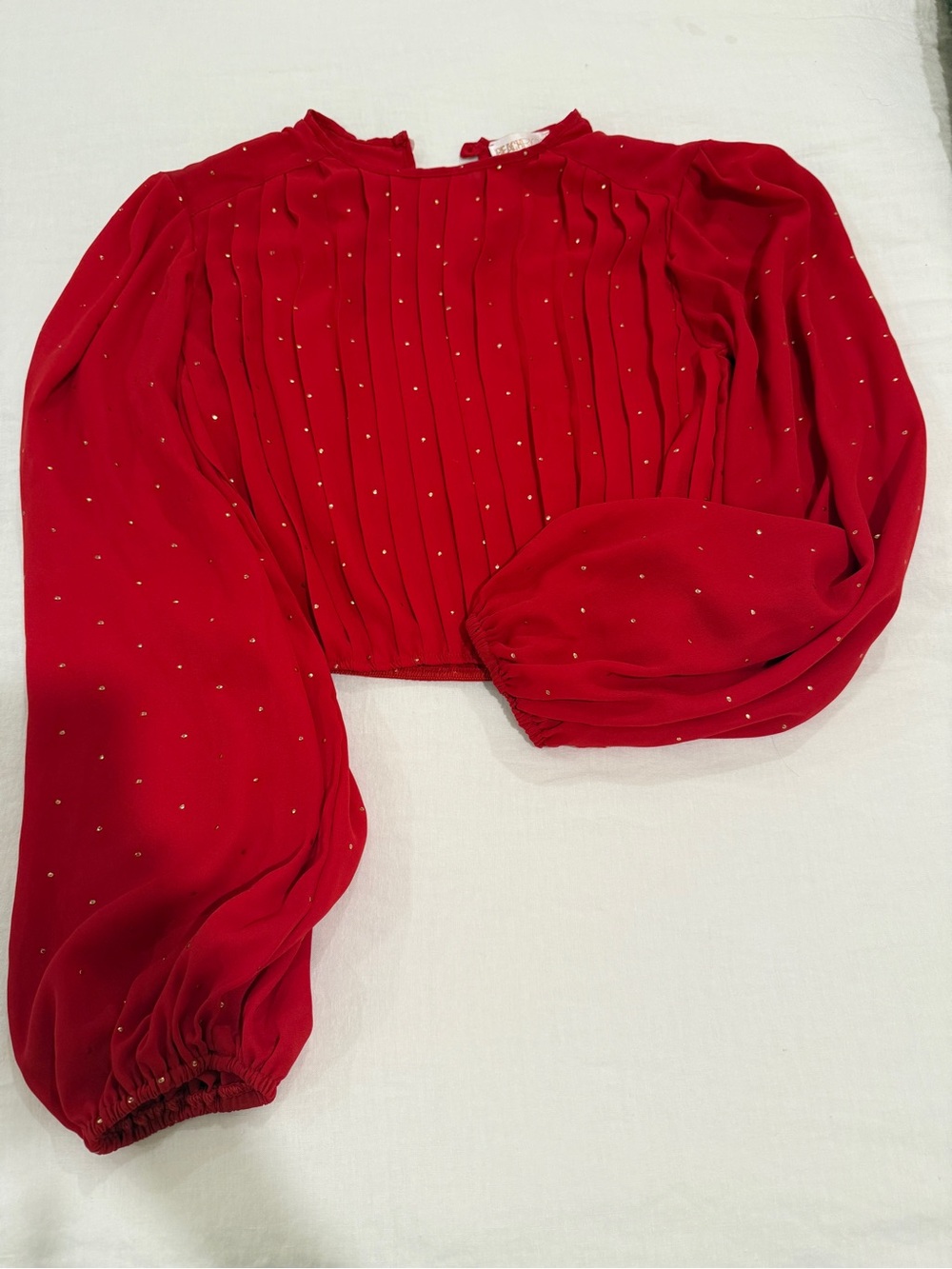 Beach Riot balloon sleeve cropped studded top